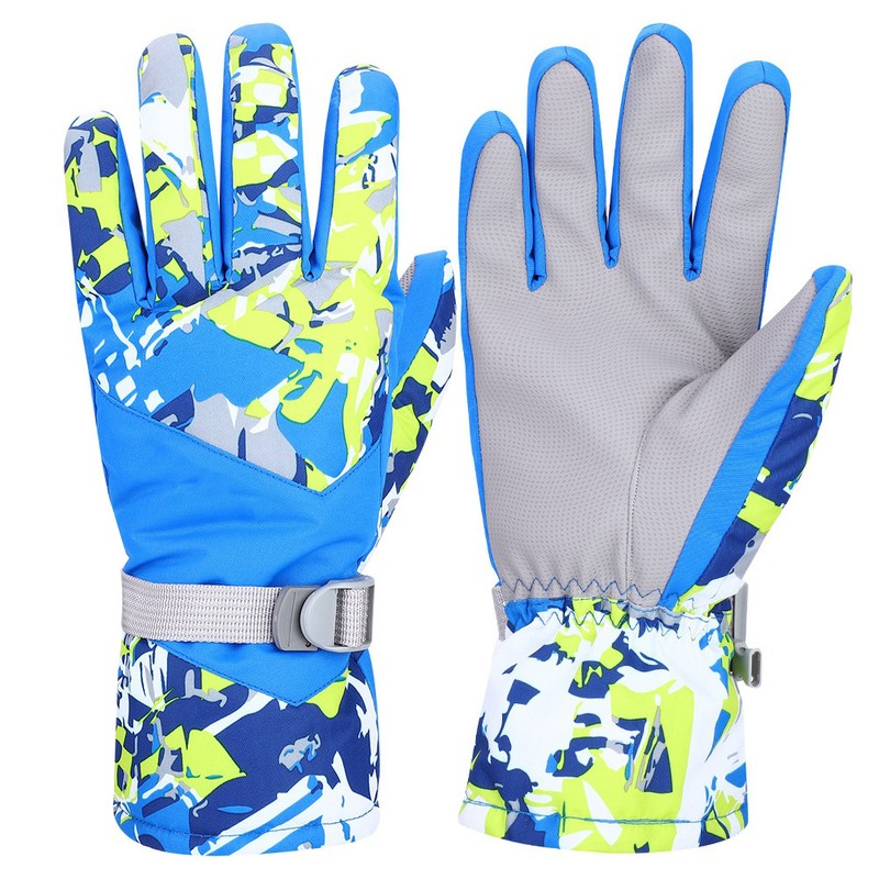 Winter Outdoor Ski Waterproof Wind Ventilation Thickened Warm Gloves(Blue XL)