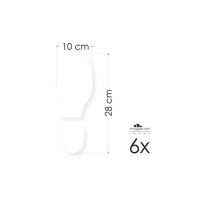 Decooo.be 6 Footprints of Steps (Shoe Prints) Wall Sticker (White)