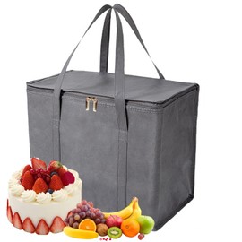 Cool Bag Car Camping Foldable Shopping Picnic Bag - Cool Bags Large with Reinforced Base Thermal Bag for Picnic, Shopping, BBQ, Portable Reusable Shopping Bag, Grey