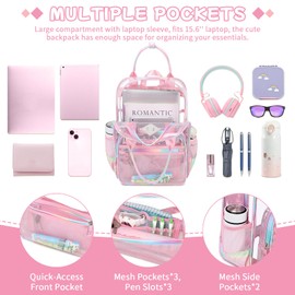 MOONBABY Clear Backpack Stadium Approved Kids Clear Bookbag Heavy Duty PVC Transparent Backpack Girls See Through Back Pack for Women Work, Pink