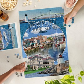 Lantern Press 1000 Piece Jigsaw Puzzle, Newport, Rhode Island, Montage Scenes