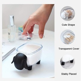 Plastic Cotton Buds Holder Sheep Shape Bathroom Vanity Worktop Storage Organiser for Cotton Balls Swabs Toothpick Reusable Packaging Socialme-EU (Black)
