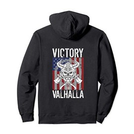 Victory or Valhalla American Flag Image Pullover Hoodie