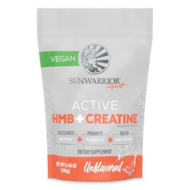 Sunwarrior Creatine HMB Monohydrate Powder Muscle Recovery, 240g Pre Workout Supplement for Men & Women, Micronized Leucine Recovery Supplement Unflav