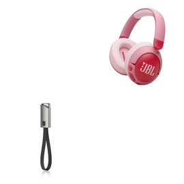 BoxWave Cable Compatible with JBL Junior 470NC Noise-Canceling Wireless Over-Ear Kids Headphones - USB Type-C Keychain Charger, Key Ring USB Type-C to Type-A 8 in USB Cable - Jet Black