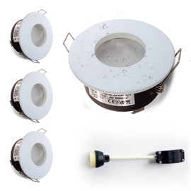 Sweier Waterproof Downlight GU10 White, Bathroom Spotlights IP65, Bulb not Included, Round Recessed Downlights for Shower Ceiling, Cutout 68mm/2.68in, 4 Pack