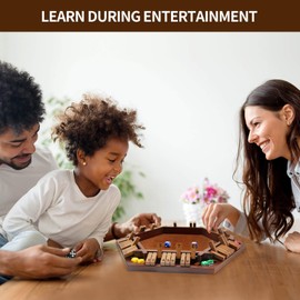 INNOVJOPRO Shut The Box Game 6-Sided Wooden with 16 Dice