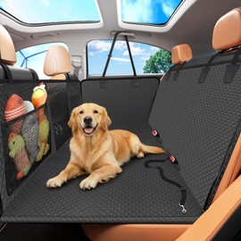 Aulase Tough Dog Car Seat Cover for Back Seat with Seatback Top Protection, Waterproof Hard Bottom Back Seat Extender for Dogs, Scratch Resistant Heavy Duty Dog Hammock for Car SUV Small Trucks