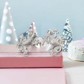 FIVE-D Earrings Salamander Gecko 925 Silver in Jewellery Case, Sterling Silver, Crystal