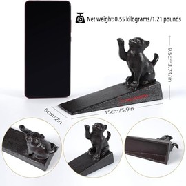 Notakia - Tapón para puerta de gato, de hierro fundido, rústico, resistente, bonito tope, decorativo para puerta, cuñas de metal clásico, para hogar, oficina, uso industrial comercial (gato, 1 unidad)