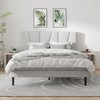 CXVX Full Size Platform Bed Frame with Geometric Upholstered Headboard,