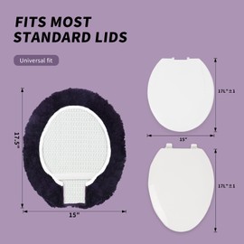 Baahrnom Luxury Soft Microfiber Toilet Lid Cover Machine Washable Solid Toilet Seat Cover 17.5" x 15" Adjustable Rubber Backing Fits Most 16-17.5" L x 14-16" W Round Oblong and Elongated Toilet Seat