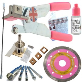 Glass and Tile Cutter Kit 3 Tiling Tool Diamond Blade for Corners and Outlets in Porcelain Round Hacksaw Tile Blade For Notches in Tile Drill Bits For Shower Doors Hole Saw for Shower Pipe and Faucet