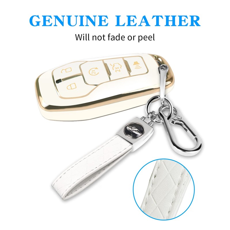 MILD EAST Key Fob Cover for Ford with Key Chain,
