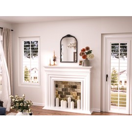 Keonjinn Black Vintage Arched Mirror for Wall, 16" x 24" Antique Mirrors with Metal Frame, Baroque Style Decoration for Mantle, Bathroom, Living Room, Fireplace, Bedroom, French Cleat Mounting