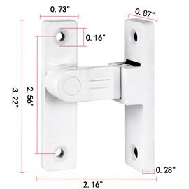 INIRET 2 Packs White 90 Degree Flip Latch,Zinc Alloy Right Angle Gate Latches,for Enhanced Security and Privacy on Sliding Barn Doors,Closets,French Doors,Wine Cabinets,and More
