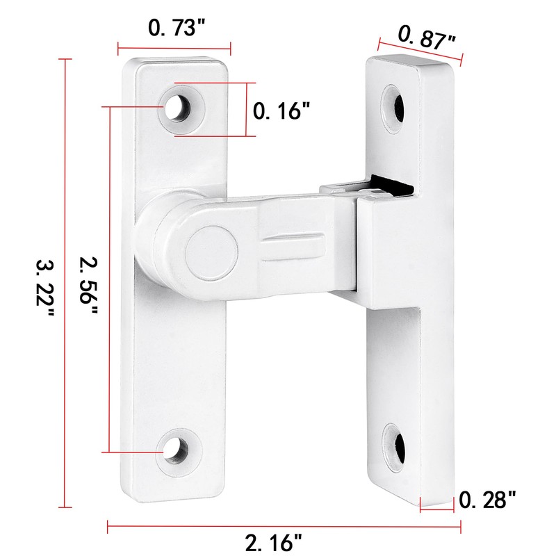 INIRET 2 Packs White 90 Degree Flip Latch,Zinc Alloy Right