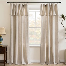 PrinceDeco Linen Semi Sheer Curtains for Living Room, 52x95 inch, Linen