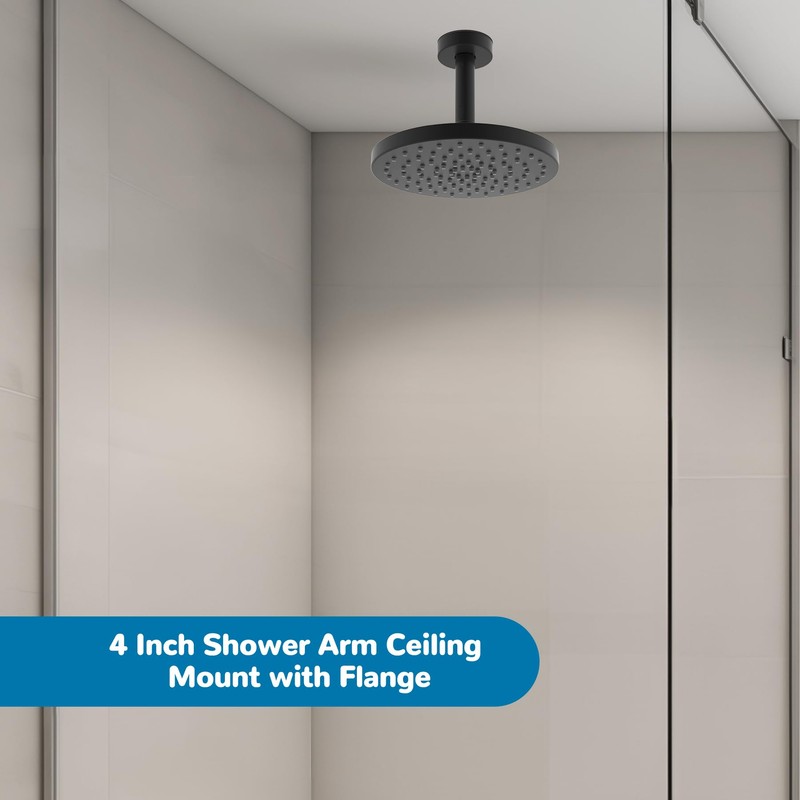Hibbent All Metal Ceiling Mounted Shower Arm, 6 Inch Shower