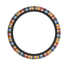 Cuczpau Steering Wheel Cover Car Accessories Anti-Slip Universal Colorful Skull 15 Inch Fit Auto SUV Sedan Vans Trucks
