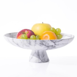 DN DECONATION White Resin Decorative Bowl for Modern Home Decor, 11.2" Large Pedestal Kitchen Fruit Bowl/Key Holder/Candy Dish/Potpourri for Entryway Table, Coffee Table, Dining Room,Table Centerpiece