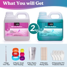 LET'S RESIN Super Elastic Silicone Mold Making Kit 10A,70.5oz Teal Color Mold Making Liquid Silicone Rubber, Ideal for Casting Resin Molds/Silicone Molds/Candle Molds (2KG)