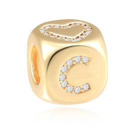 MOLAYES Letter Charms for Necklace and Bracelets,14K Gold Plated Women's Bead Charms, A-Z Alphabet Initial Beads Name Pendant DIY Jewelry Birthday Gift for Women, Gold Plated, Cubic Zirconia