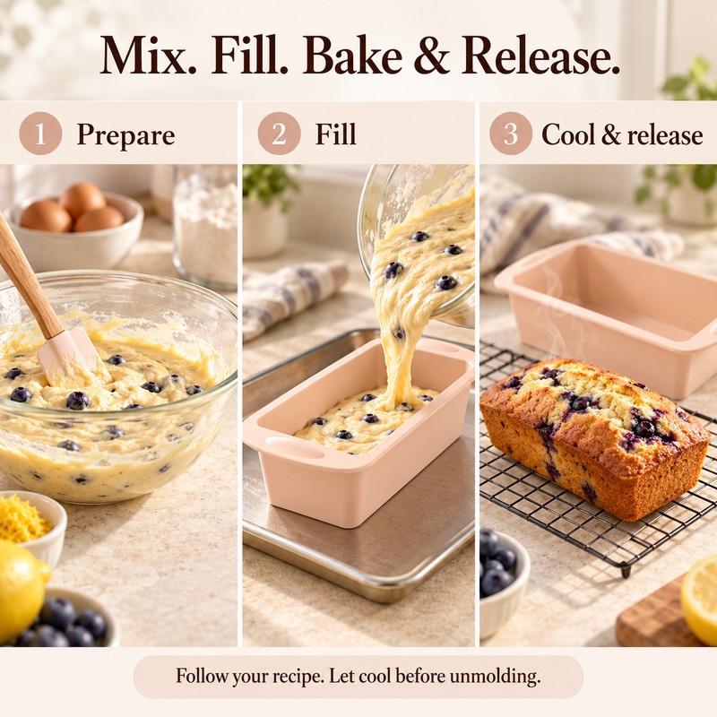 Silicone Baking Molds NonStick Rectangle Cake Pans Mini Loaf Pan