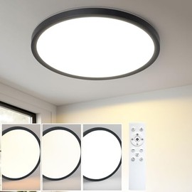 ZMH ZMH Ceiling Lamp LED Ceiling Light Bathroom - ?18cm Bathroom Lamp Dimmable Black Rhombic Plate Bathroom Lamp Flat Round Hallway Lamp 15W Kitchen Lamp Bedroom Lamp for Bedroom Kitchen Hallway Bathroom