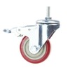Swivel Stem Casters, Heavy Duty Double-Locking Castors with Red PU