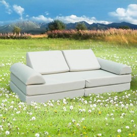 jela Kids Couch, Waterproof Kids Modular Sofa for Outdoor & Indoor, UV Resistant Child Sectional Sofa, Foam Play Couch Playhouse Play Set for Children Adults(Sand Beige)