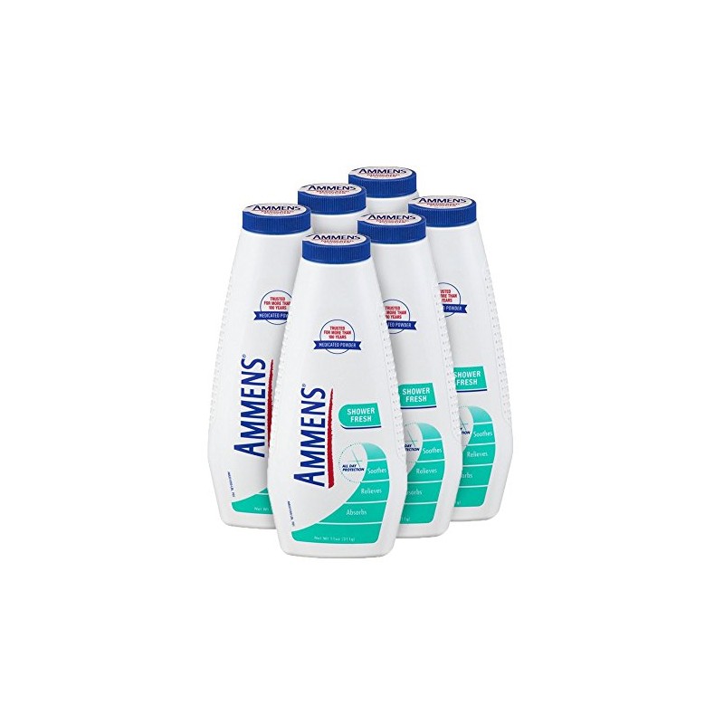 Ammens Powder, Shower Fresh 11oz (Pack of 6)