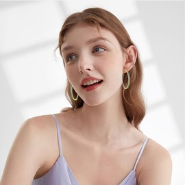 IUITY Medium Gold Hoop Earrings for Women Stainless Steel Hypoallergenic Created Turquoise Earrings Large Hoops Crystal Big Hoops Earrings Christmas Birthday Party Gift for Jewelry 40mm, 40mm,