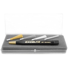 Excelta 262 Precision Scratch Brush Kit with Brass, Steel, Nylon, Fiberglass Refills, Anti Static Plastic Handle, Refillable Cleaning Tool for Electronics, Detailing, Surface Prep, Corrosion Removal