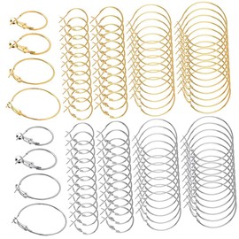 Generic 96Pcs Hypoallergenic Alloy Round Hoop Earrings for Jewelry Making Open Bezel Pendant Frame for DIY Crafts for Summer Festivals and Special Occasions