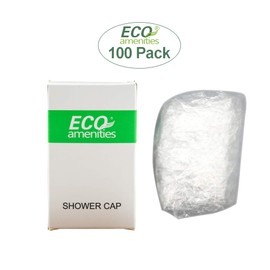 ECO amenities Plastic Shower Cap - For Hotel Guests & Travel Use - Latex-Free Hair Accessory for Women - Individually Wrapped Hospitality Supply - Large, White, Pack of 1