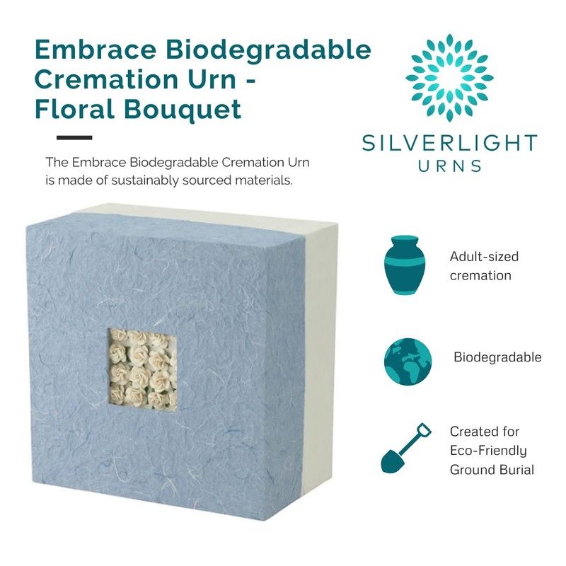 Embrace Biodegradable Urn- Floral Bouquet, Multi Color, Adult Sized Cremation