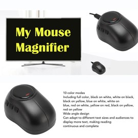Electronic Mouse Magnifier, 10 Color Modes and Image Freeze Function, USB Powered, 1-16X Zoom Magnification, for Low Individuals, Seniors, Visually Impaired with TV PC