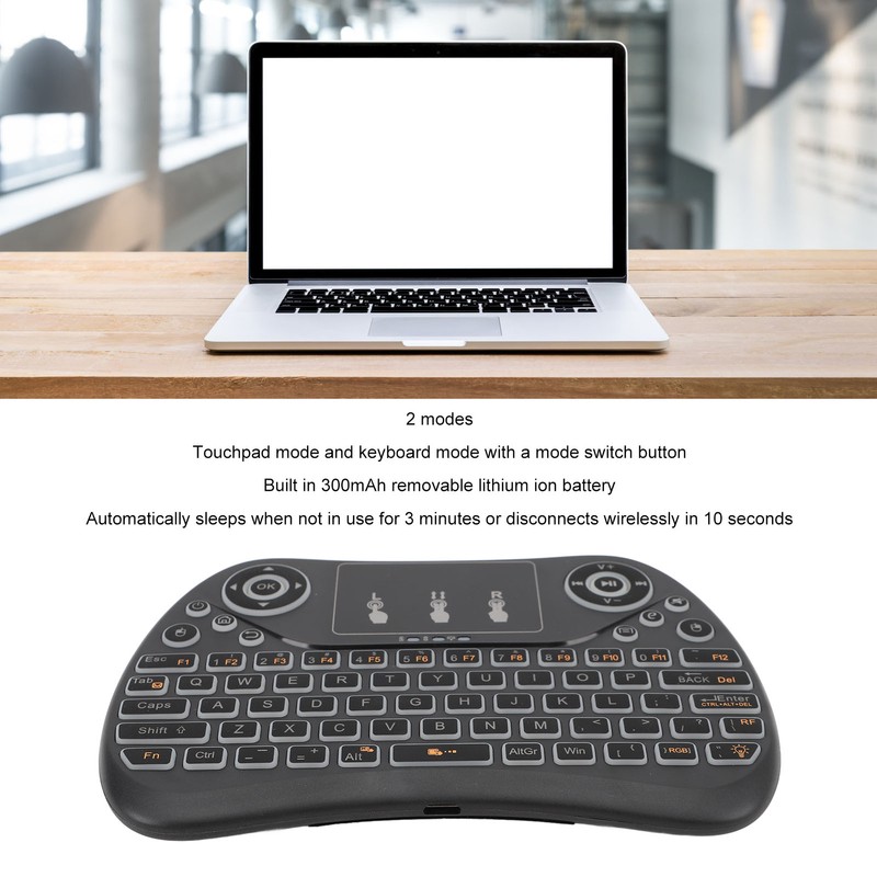 Mini Wireless Keyboard Touchpad Combo ABS Rechargeable Portable Remote Control