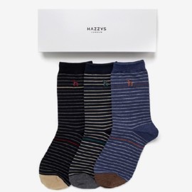 Hazzys (신세계센텀점)스트라이프 컬러배색 남성 양말 3종세트 HJSS5E105WT (Sinsae Sense Centum) Stripe Color Matching Men's Socks 3-Set HJSS5E105WT