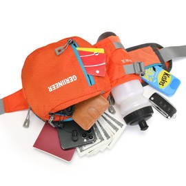 GERIINEER Waterproof Bum Bag Belt Bag with Bottle Holder for Men and Women, Bum Bag Suitable for Travel Sports Running and All Outdoor Activities, Hip Bag Women Men Sports, orange