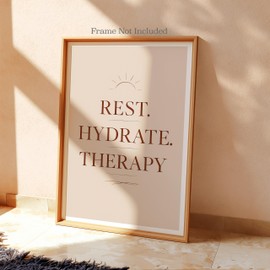 Rest. Hydrate. Therapy. Wall Art – Minimalist Wellness Print for Office, Therapist Room, or Bedroom, Modern Neutral Decor, 8x10 Inch UNFRAMED