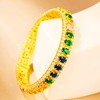 Multi-Coloured Tennis Bangle, 18K Gold Plated, AAA Cubic Zirconia, 56mm