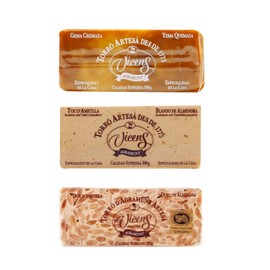 Turrón Assortment (Yema Quemada + Blando de Almendra + Duro de Almendra) by Vicens 300 g