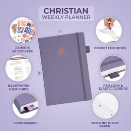 Clever Fox Christian Hourly Weekly Planner – Goal Setting Planner with Time Slots, Monthly Budget, Sermon Notes, Bible Reading Tracker (Lavender)