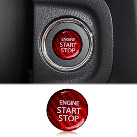 KUNGKIC Carbon Fibre Car Engine Start Stop Switch Ignition Switch Button Sticker Interior Trim Protection Function Compatible with Suzuki Swift Alto Ignis S-Cross Alivio Kizashi Accessories (Red)
