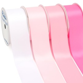Ribbli Satin Ribbon - 1-1/2 Inch x 4 Rolls Total 40 Yards - White, Light Pink, Hot Pink for Gift Wrapping, Craft, Wedding Decoration