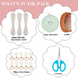 ACRNIGHEET 10PCS DIY Macrame Wristlet Keychain Kit for Adults Beginners Boho Macrame Wristlet with Tassel Craft Kit Gift Keychain Making Kit for Adult Purse Phone Includes Instruction