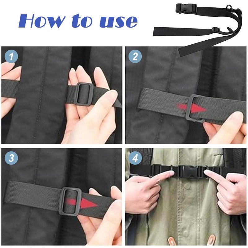 2 Pcs Outdoor Backpack Chest Straps, Adjustable Sternum Strap for