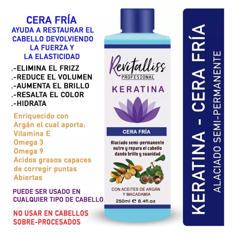 Revitalliss Tratamiento Alaciante Brasileño Cera Fría Kit 500ml